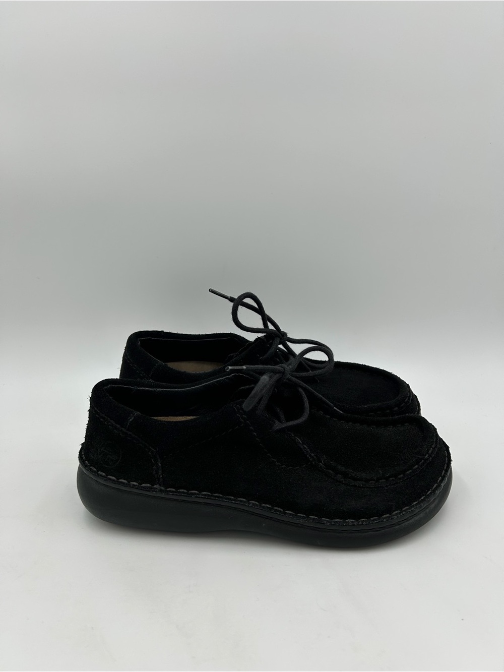 VTG Birkenstock Footprint Black Suede Rubber Moccasin Shoes Comfort Rare Size 36